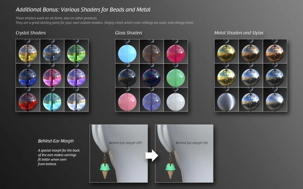 Statement Earrings Megapack for Genesis 8 and 8.1 Females