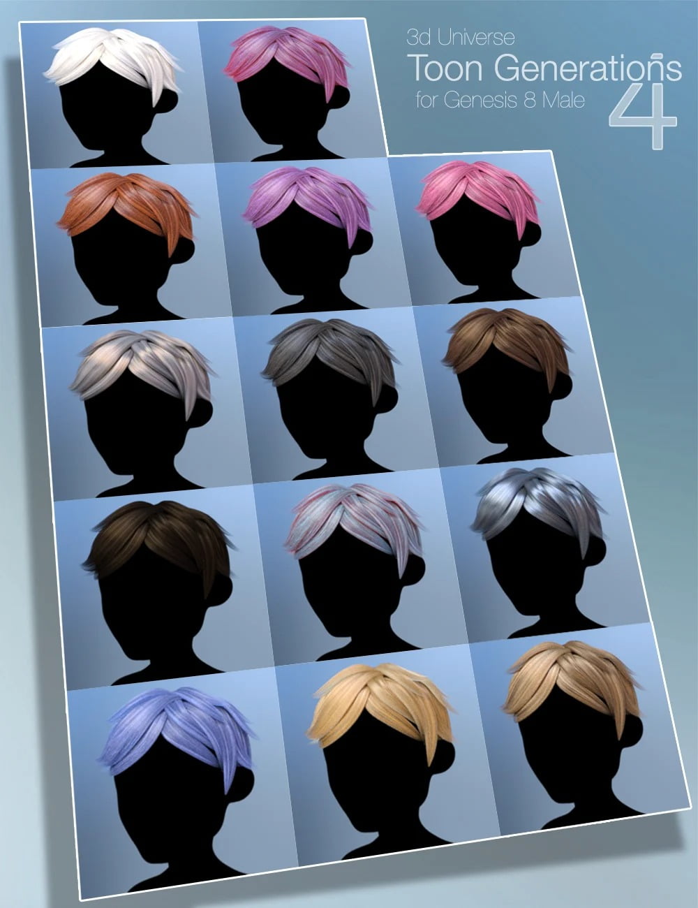 Toon Generations 4 Hair for Genesis 8 Male(s)
