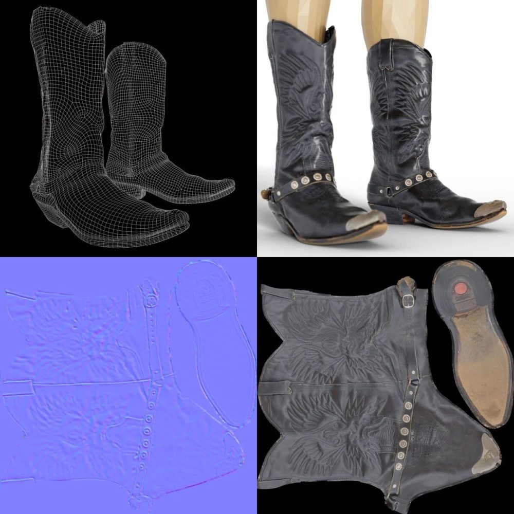 Cowgirl Leather Boots for Genesis 8 Female