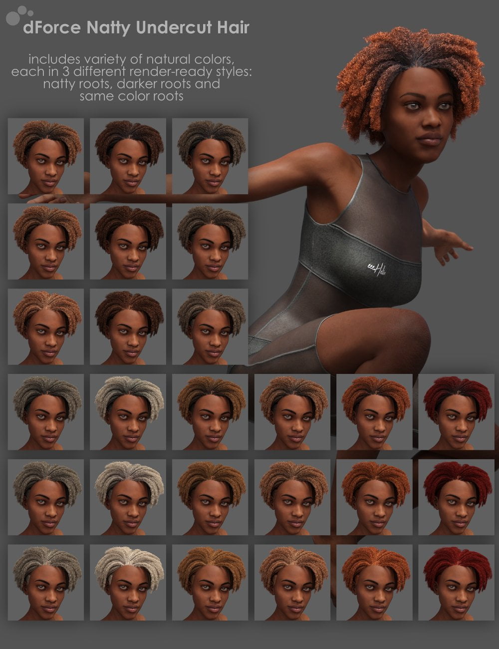 dForce Natty Undercut Hair for Genesis 8 Female(s)