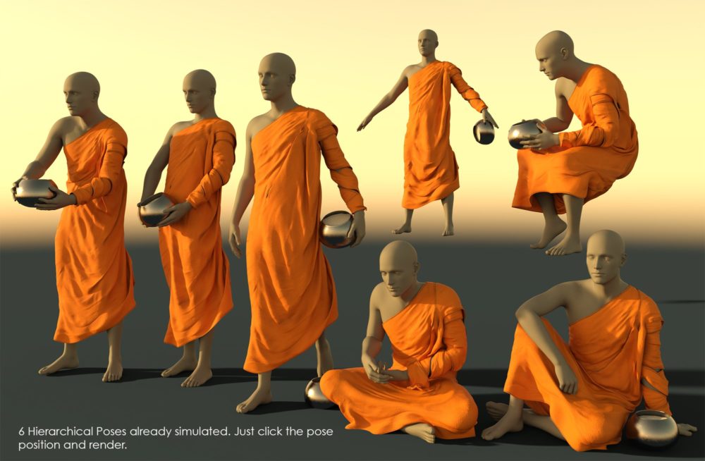 dForce Buddhist Monk Robes for Genesis 8 Males