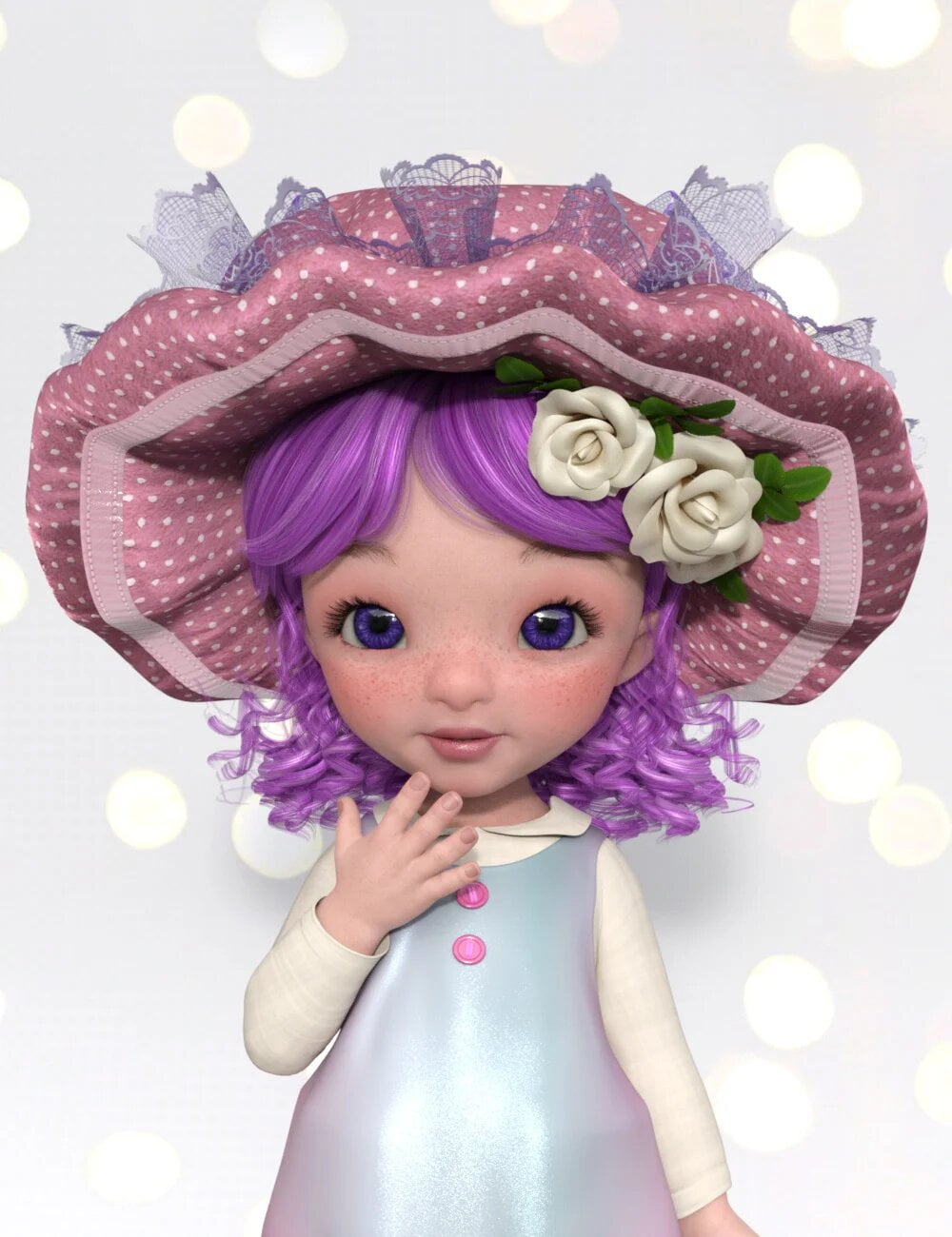 PreT Girls Dolly Cap Hair for Genesis 8 Females