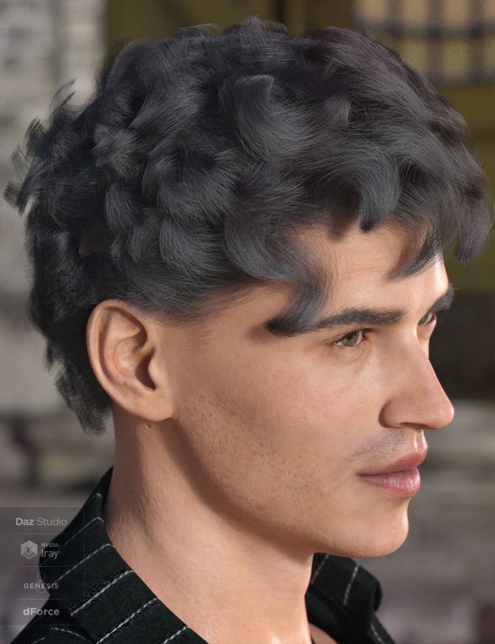 dForce Emile Hair for Genesis 3 and 8 Male(s)