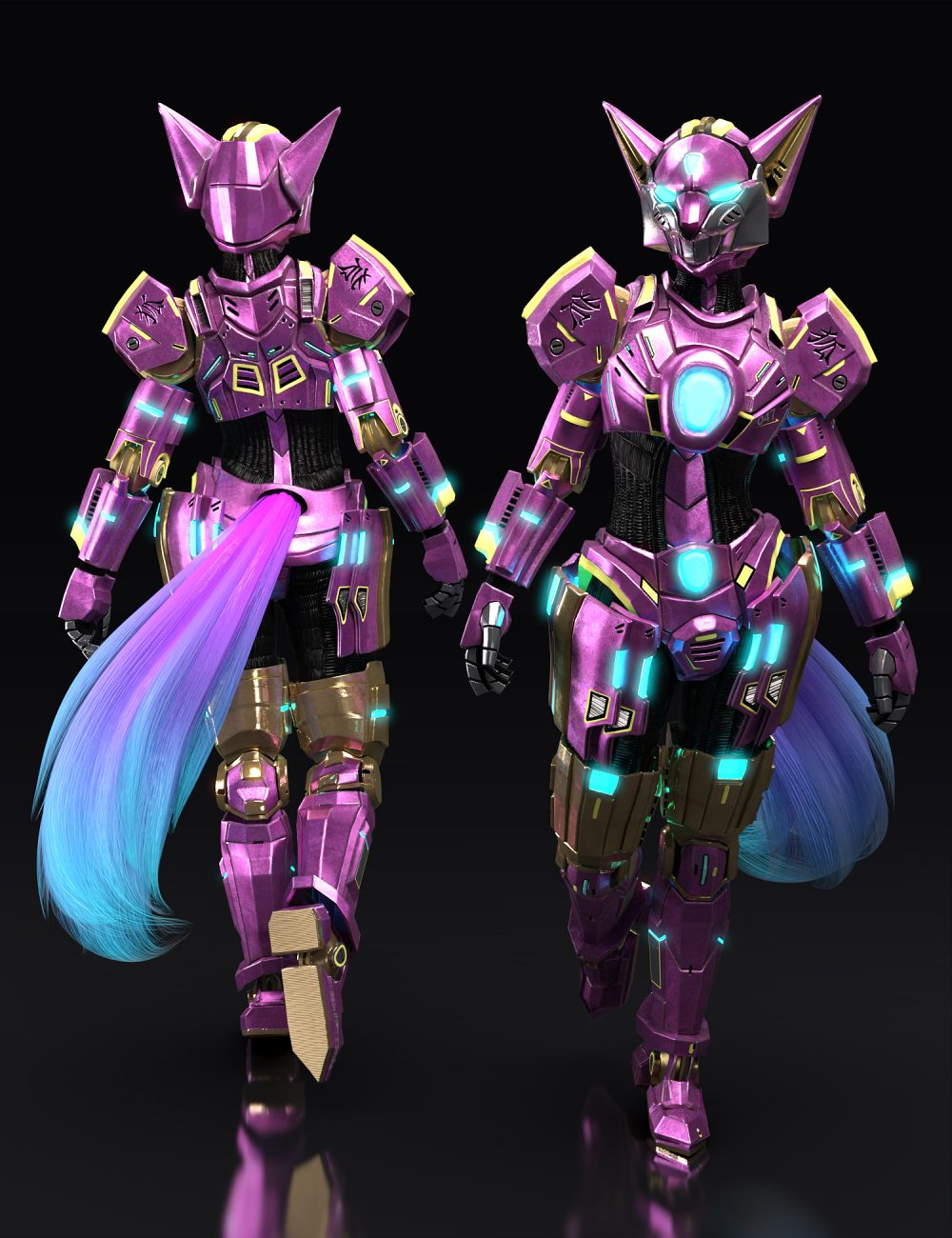Kitsune Mech Armor for Genesis 8 and 8.1 Females