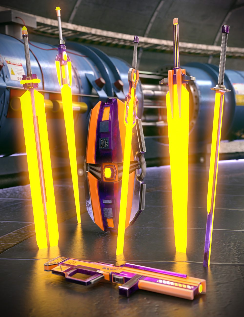 Mech Weapons and Poses for Genesis 8 and 8.1 Females