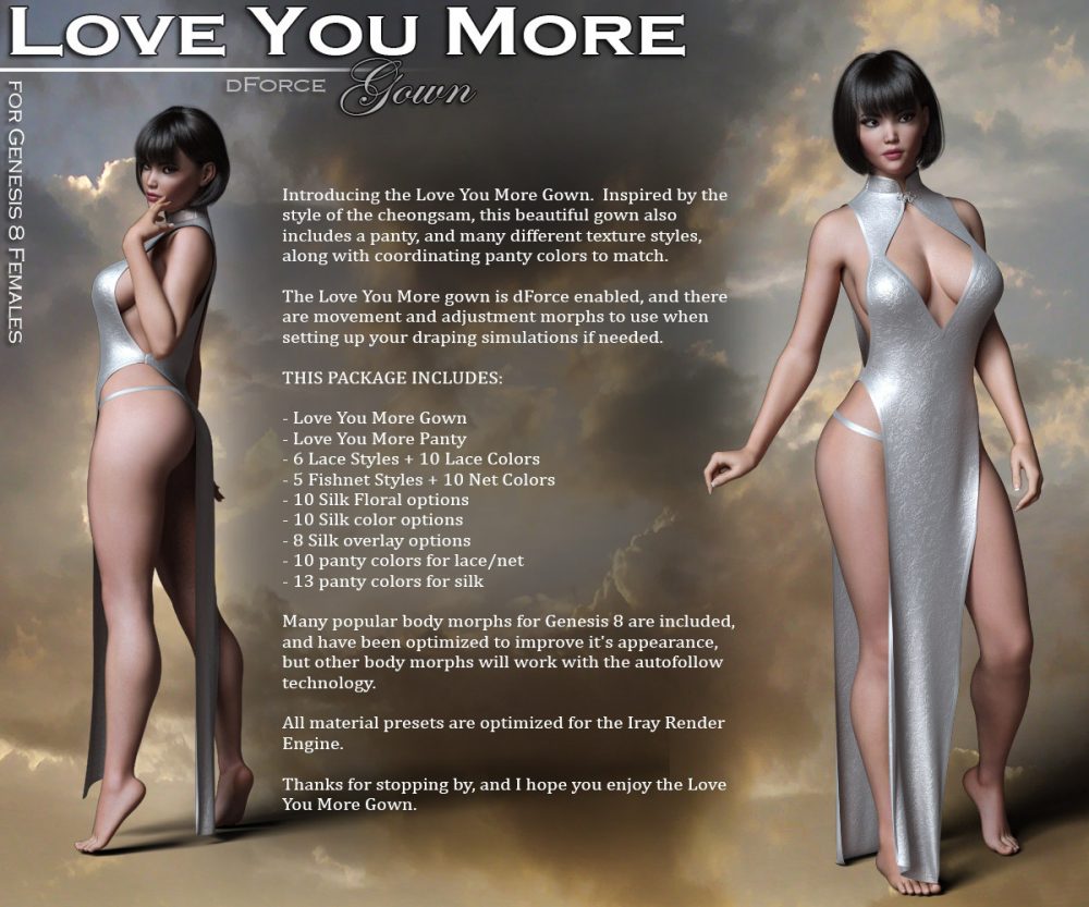 Love You More Gown for Genesis 8 Female