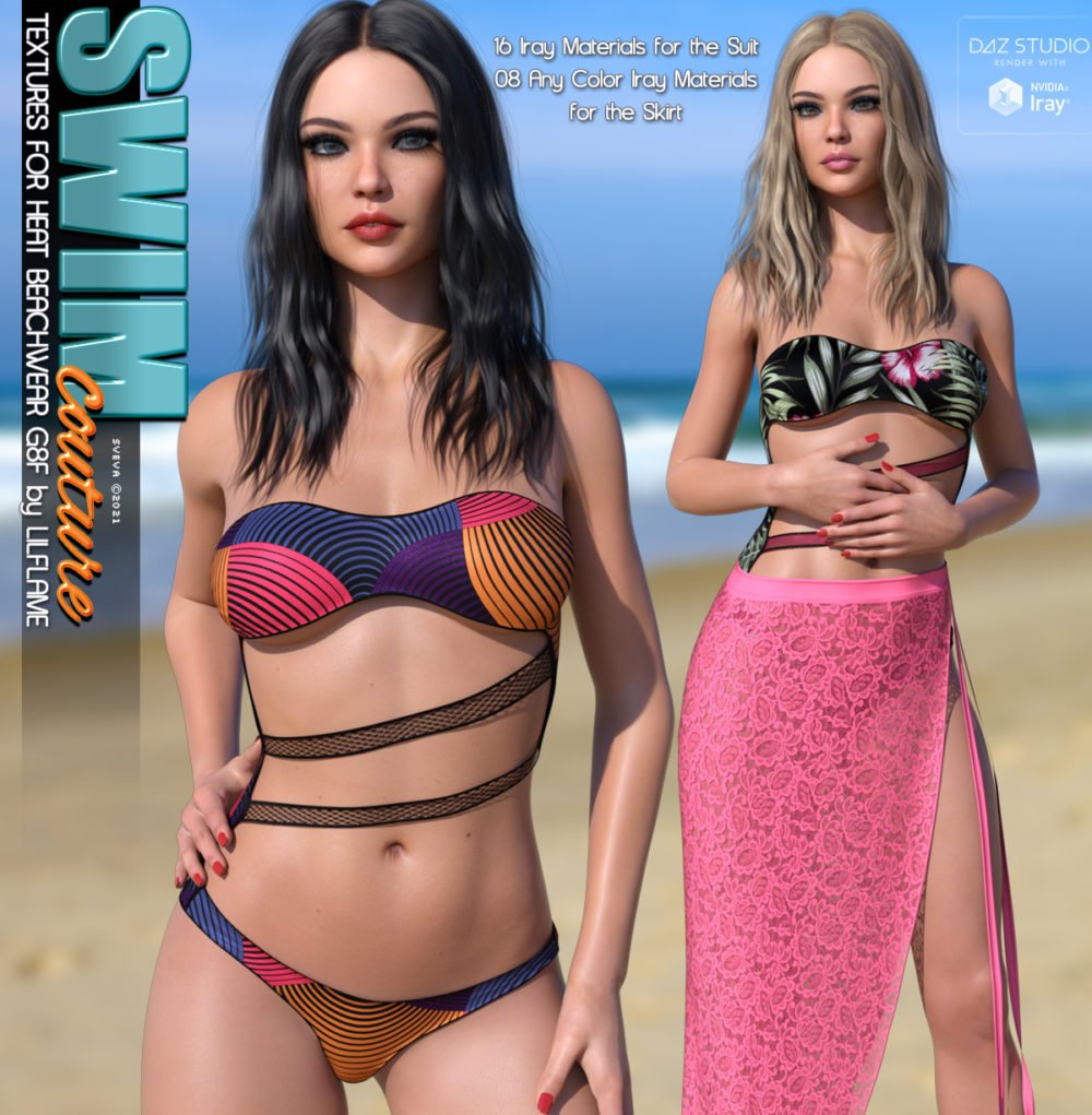 SWIM Couture Textures for dForce Heat Beachwear G8F