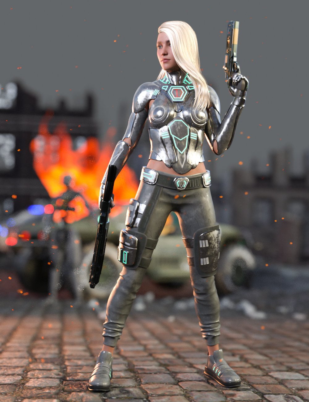 Sci-Fi Urban Warrior Outfit for Genesis 8 and Genesis 8.1 Females