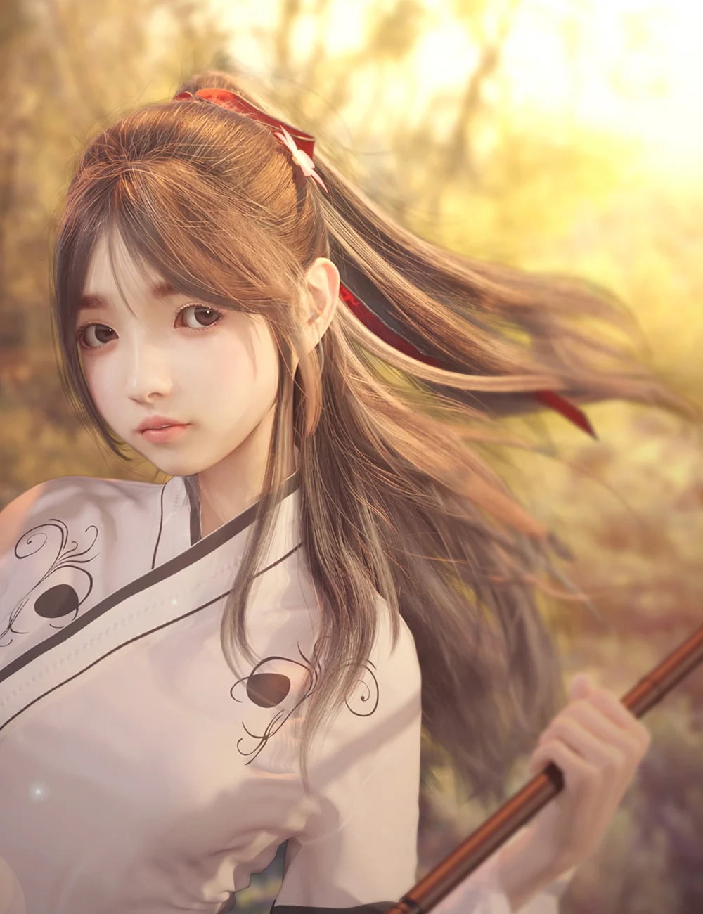 Sue Yee Half Shawl Long Hair for Genesis 8 and 8.1 Females