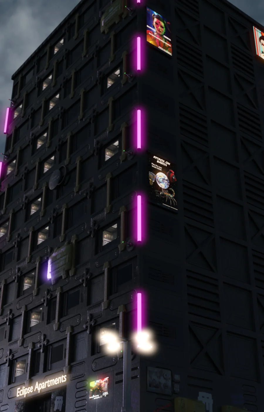 Compact Cyberpunk Apartment Building