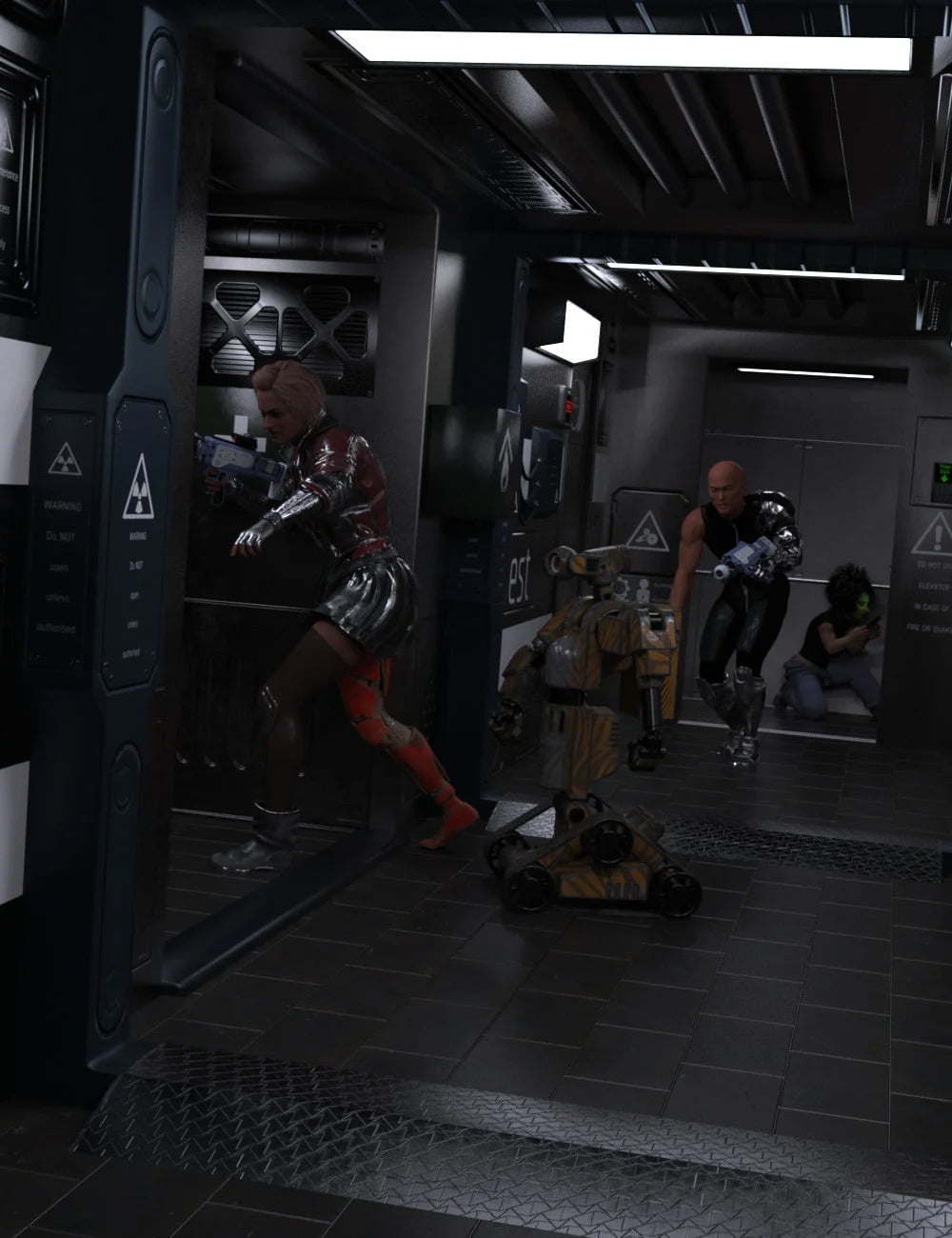 Compact Cyberpunk Apartment Corridor