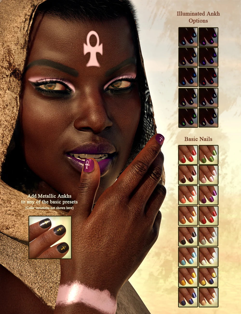 SBibb Egyptian Ankh Makeup Set for Genesis 8 Female