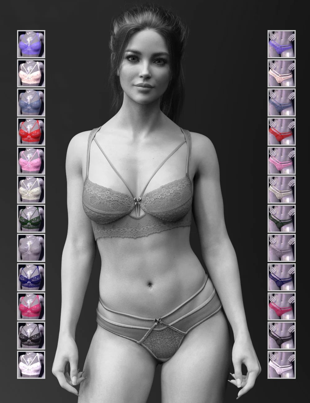 X-Fashion Dainty Lace Lingerie Set for Genesis 8 and 8.1 Females