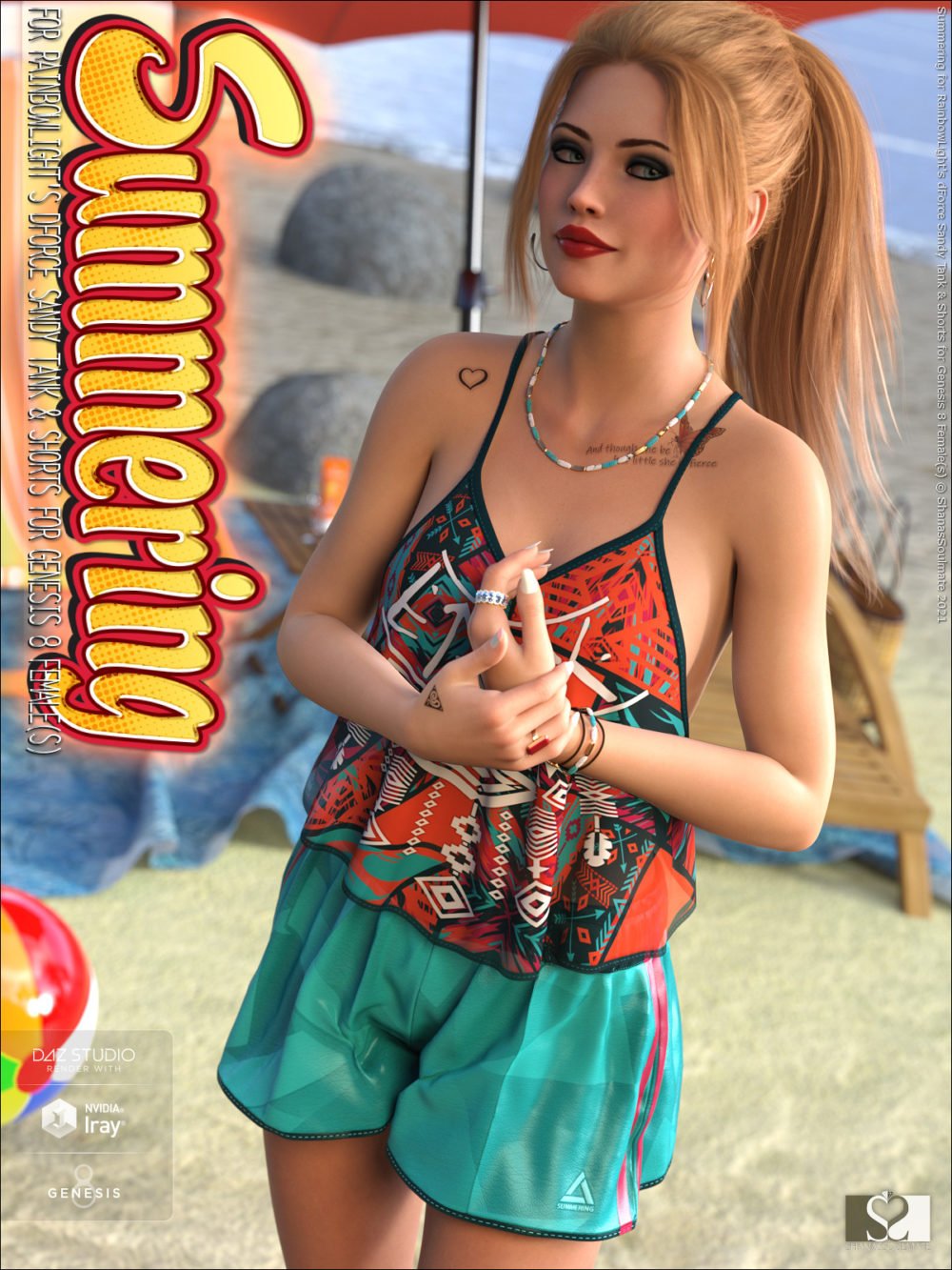 Summering for dForce Sandy Tank & Shorts for Genesis 8 Females