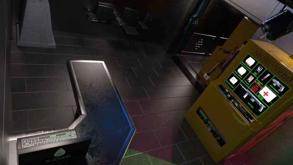 Compact Cyberpunk Apartment Lobby