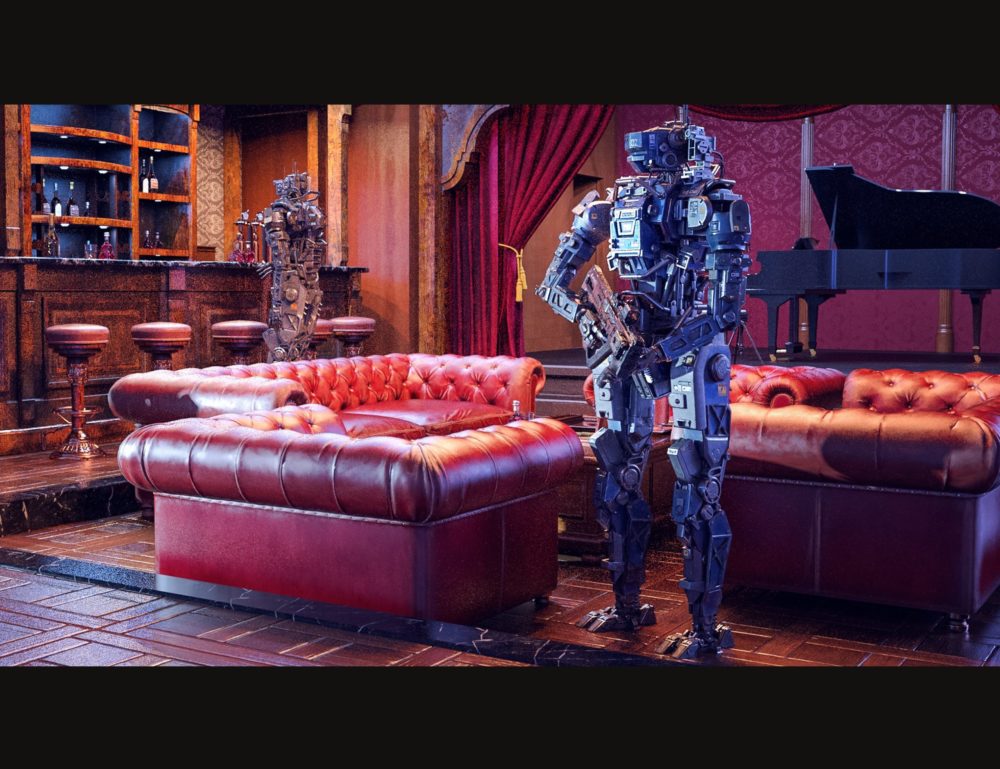 Cyberpunk MEC Droid and Weapons Bundle