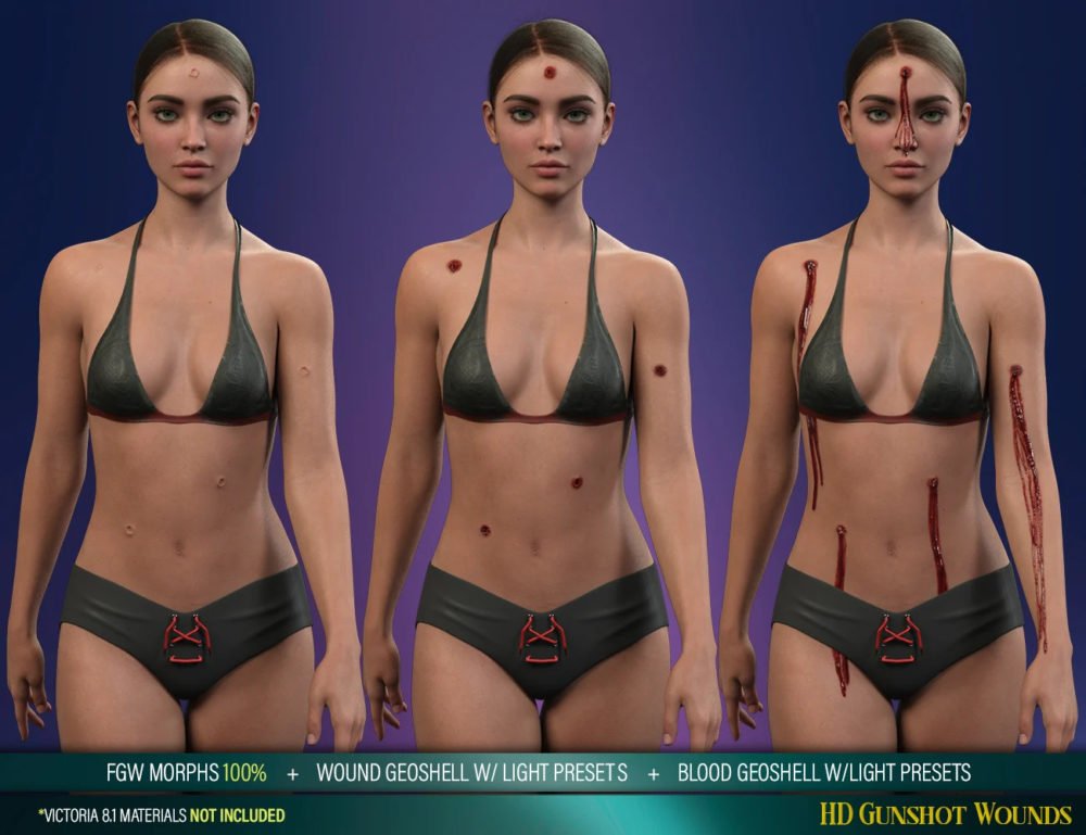HD Gunshot Wounds for Genesis 8 and 8.1 Females