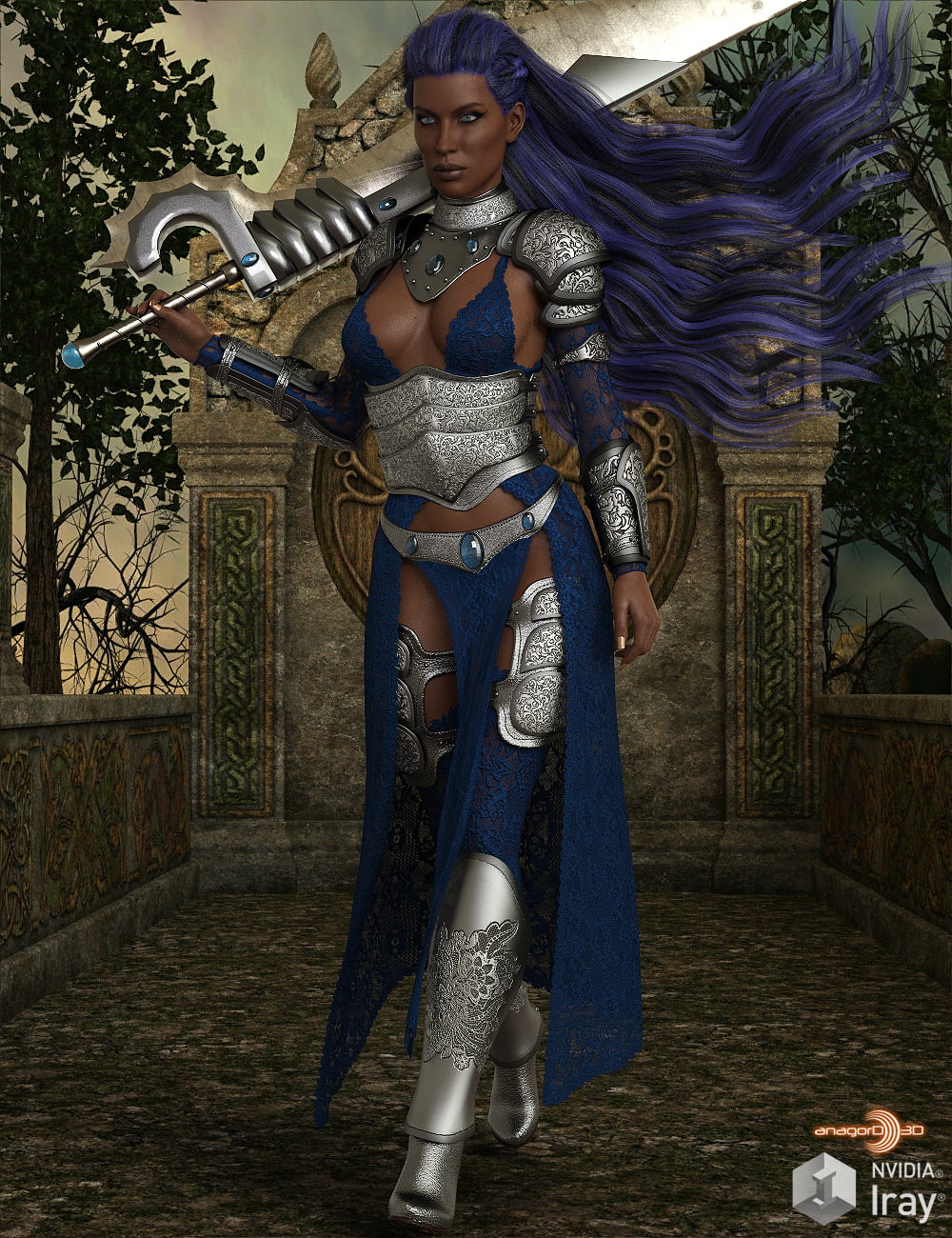 HEROINE - dForce Warrior of Dusk Outfit for Genesis 8 Female(s)