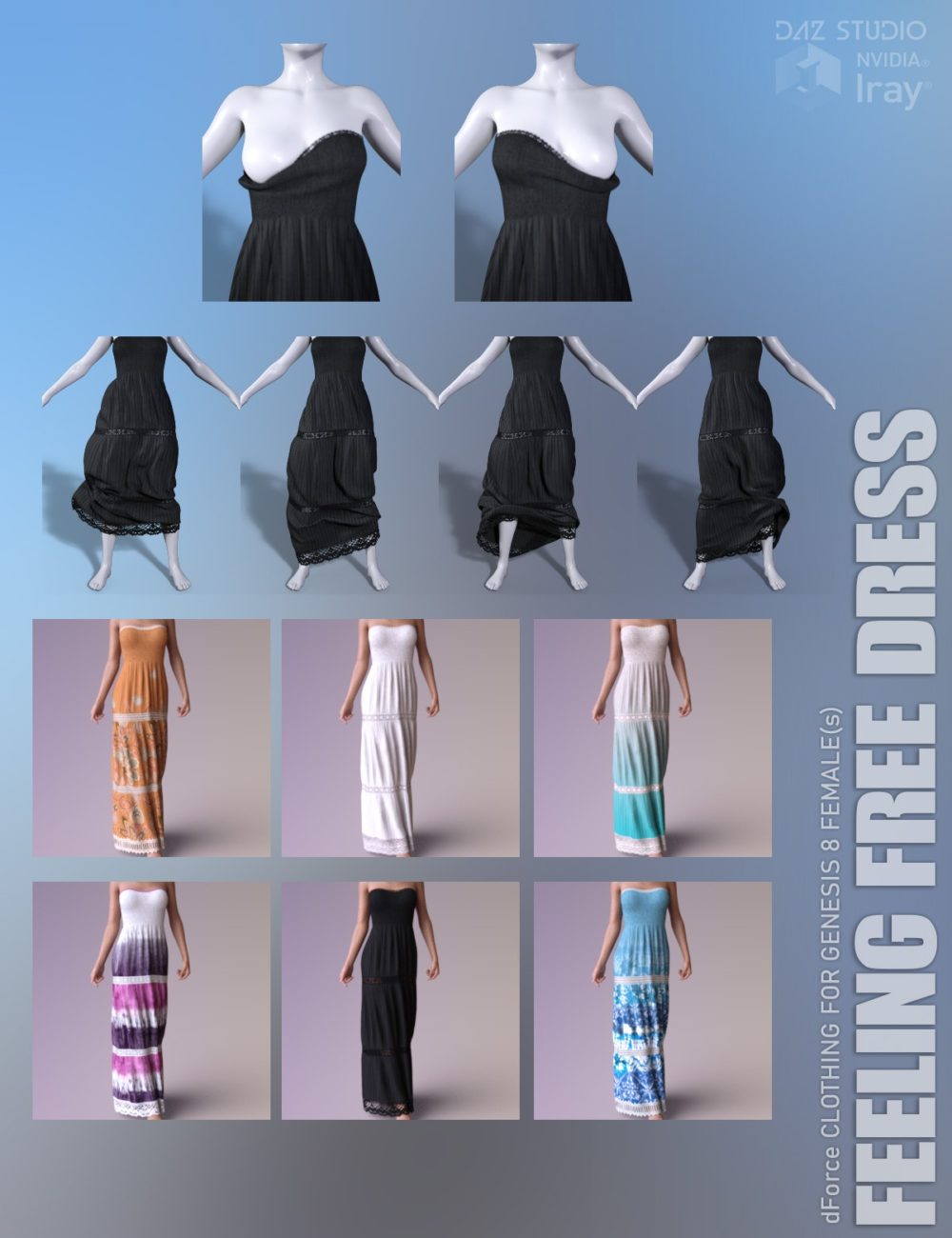 dForce Feeling Free Dress for Genesis 8 Females
