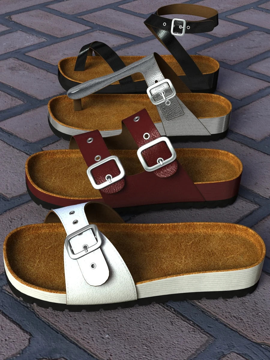 Summer Sandals Volume 1 for Genesis 2, Genesis 3 and Genesis 8 Female(s)