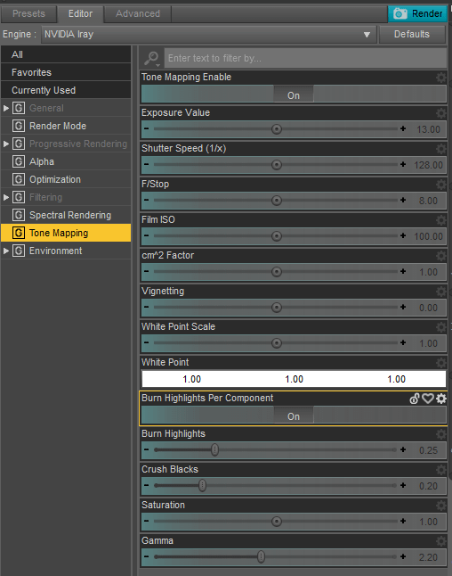 daz3d tone mapping inside the render settings