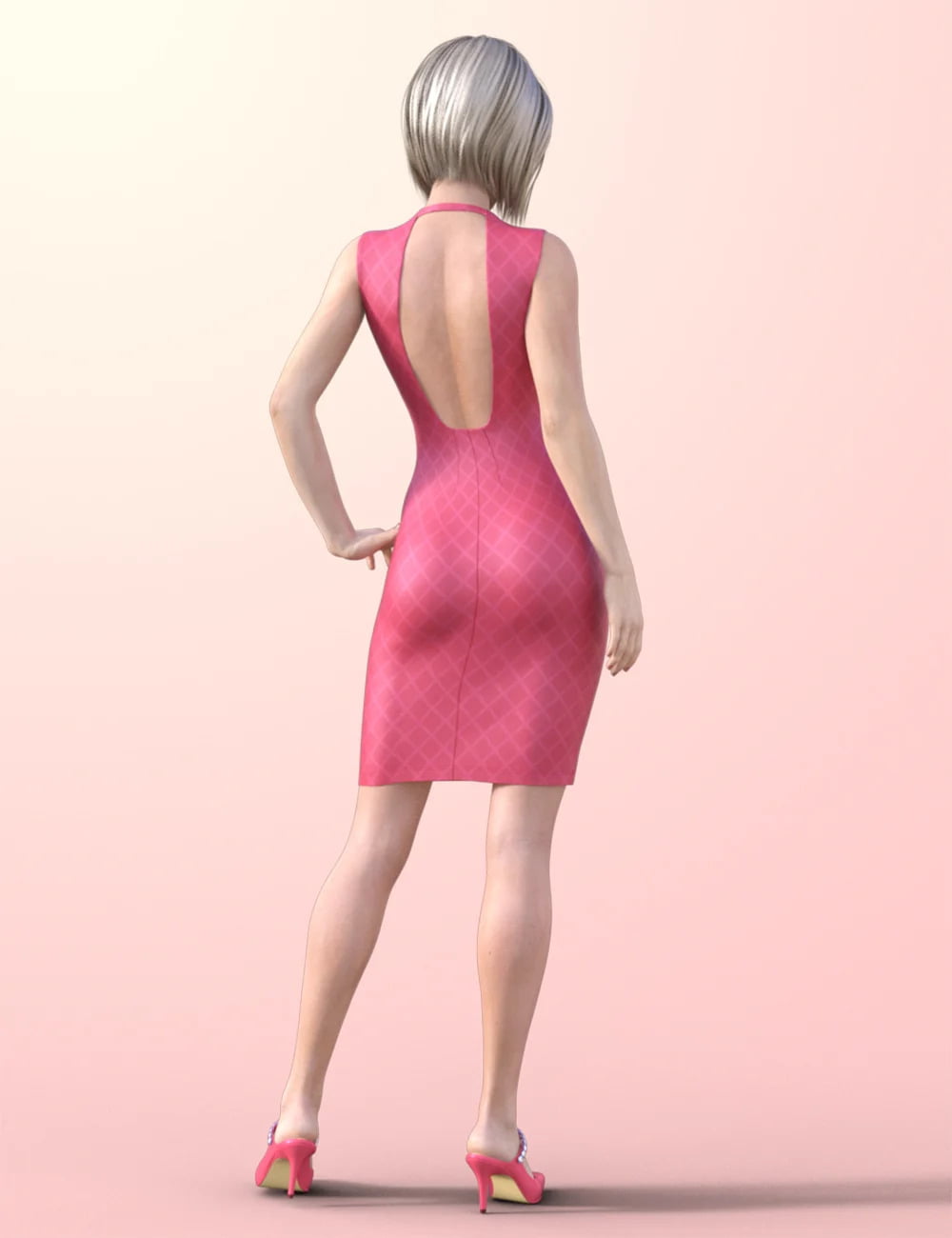 dForce V Neck Dress Outfit and Hair For Genesis 8 and 8.1 Females
