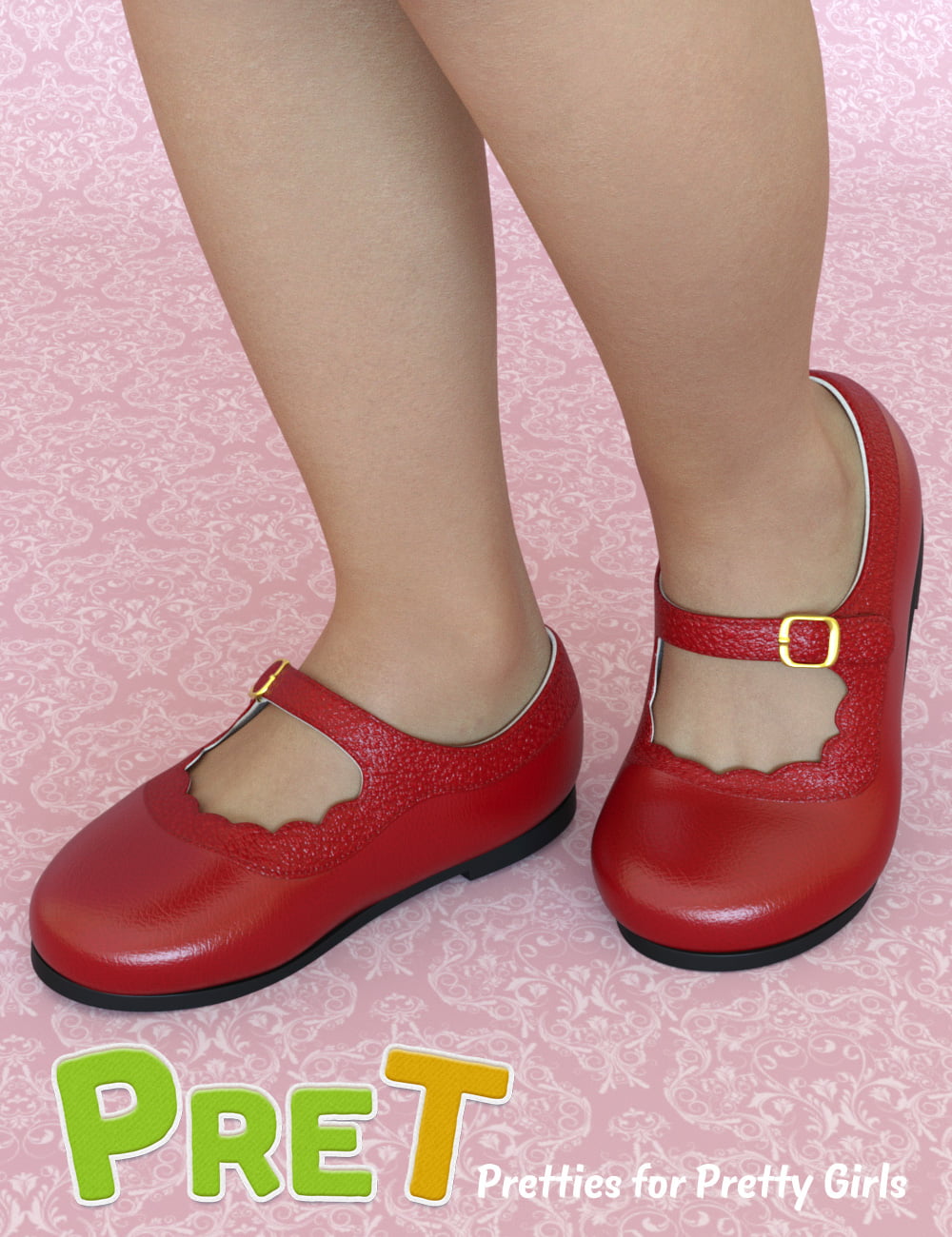 PreT Girls Strap Shoes for Genesis 8 Females