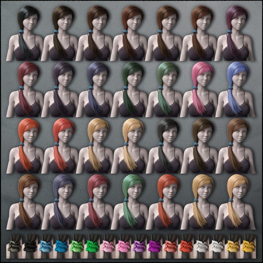 Rachel's Pigtail Hair for Genesis 8 Female