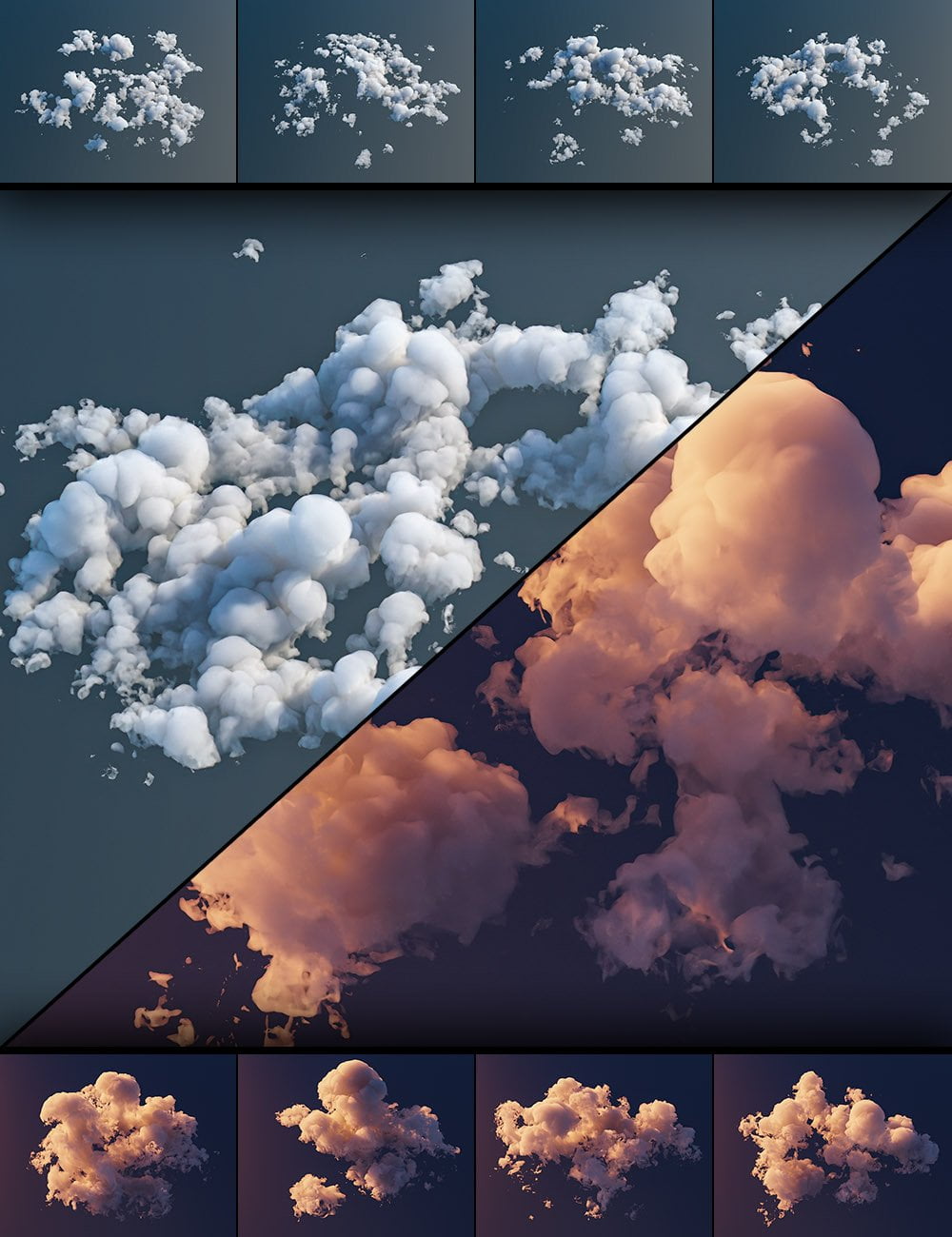 Big clouds. Обложка облака. Мягкая облачность. Небо для Daz. Cloud VFX.