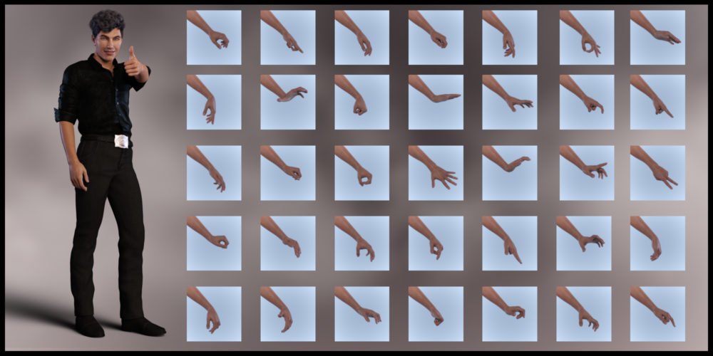 Head & Hands Poses for Genesis 8.1 Male