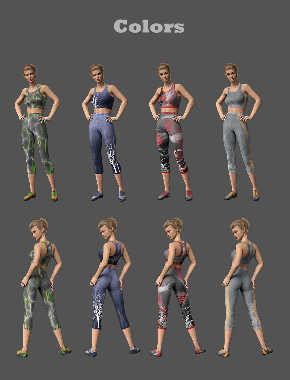 MDCH Climbing and Athletic Outfit for Genesis 3 and 8 Female(s)