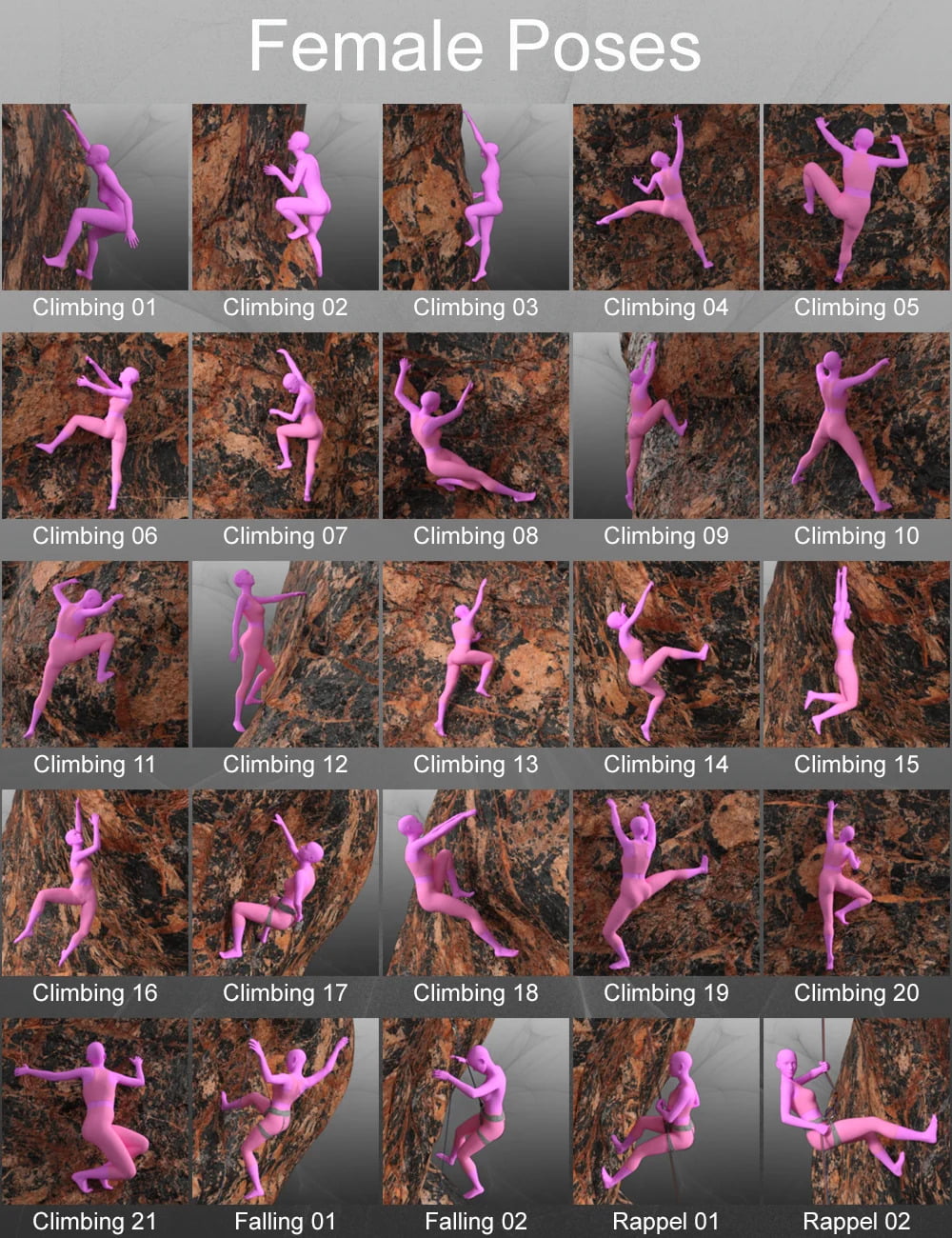 MDCH Climbing Poses for Genesis 3 and 8