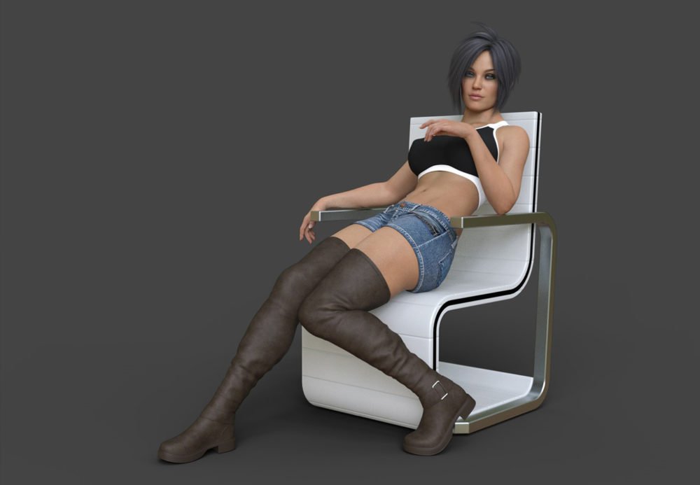 Long leather boots for Genesis 8 Female