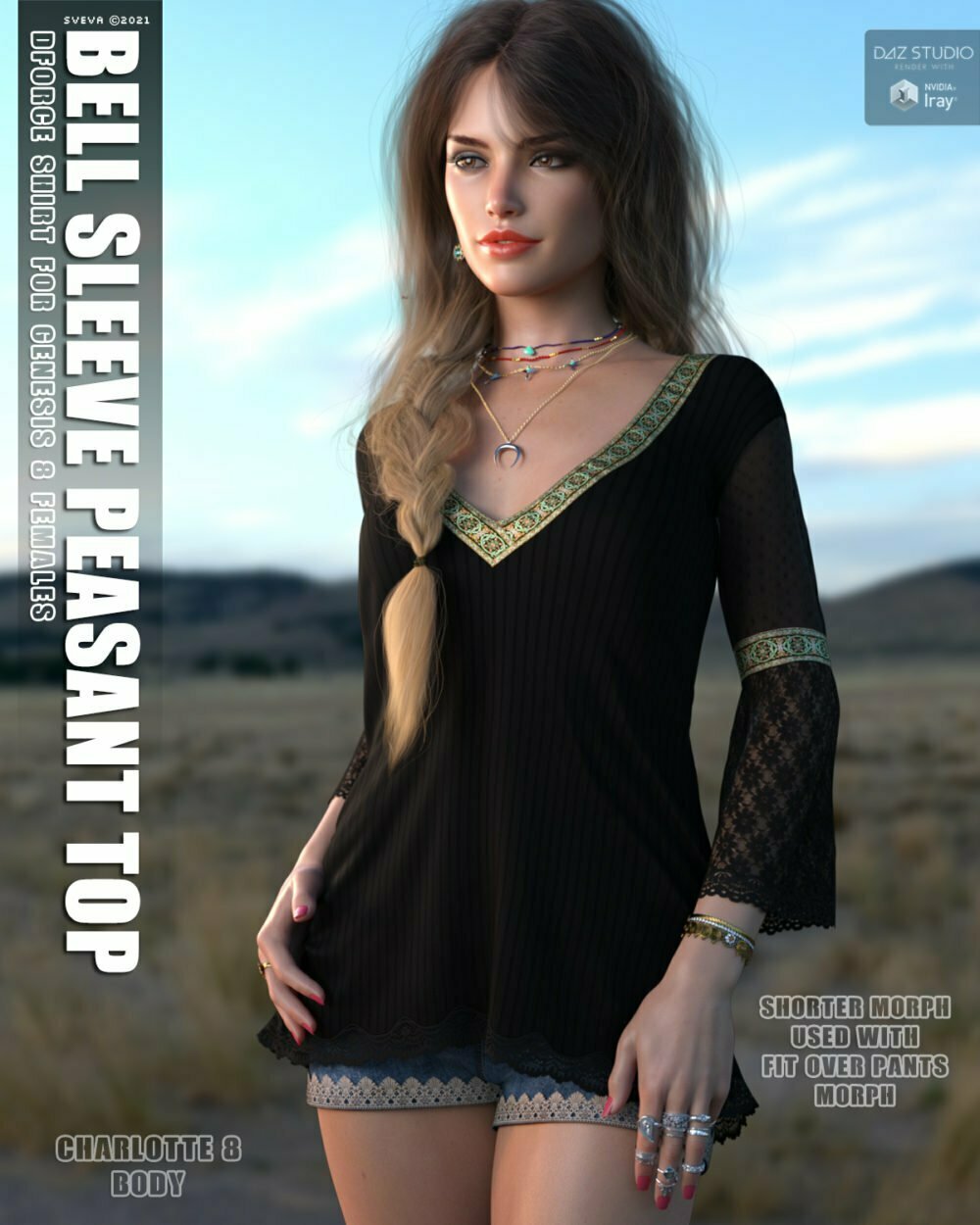 dForce Bell Sleeve Peasant Top G8F