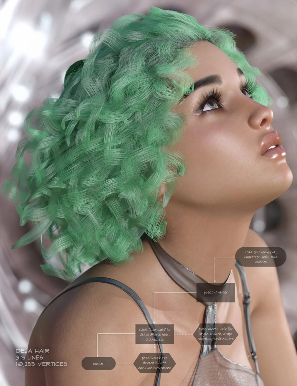 dForce Deja Hair for Genesis 3 and 8 Female(s)