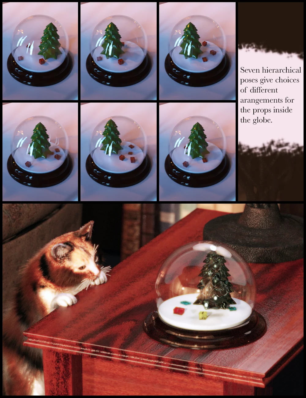 Christmas Snow Globe and Poses for Genesis 8 Female