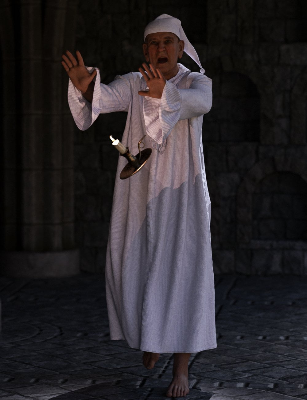 dForce Ebenezer Scrooge NightDress Outfit For Genesis 8 and Genesis 8.1 Males