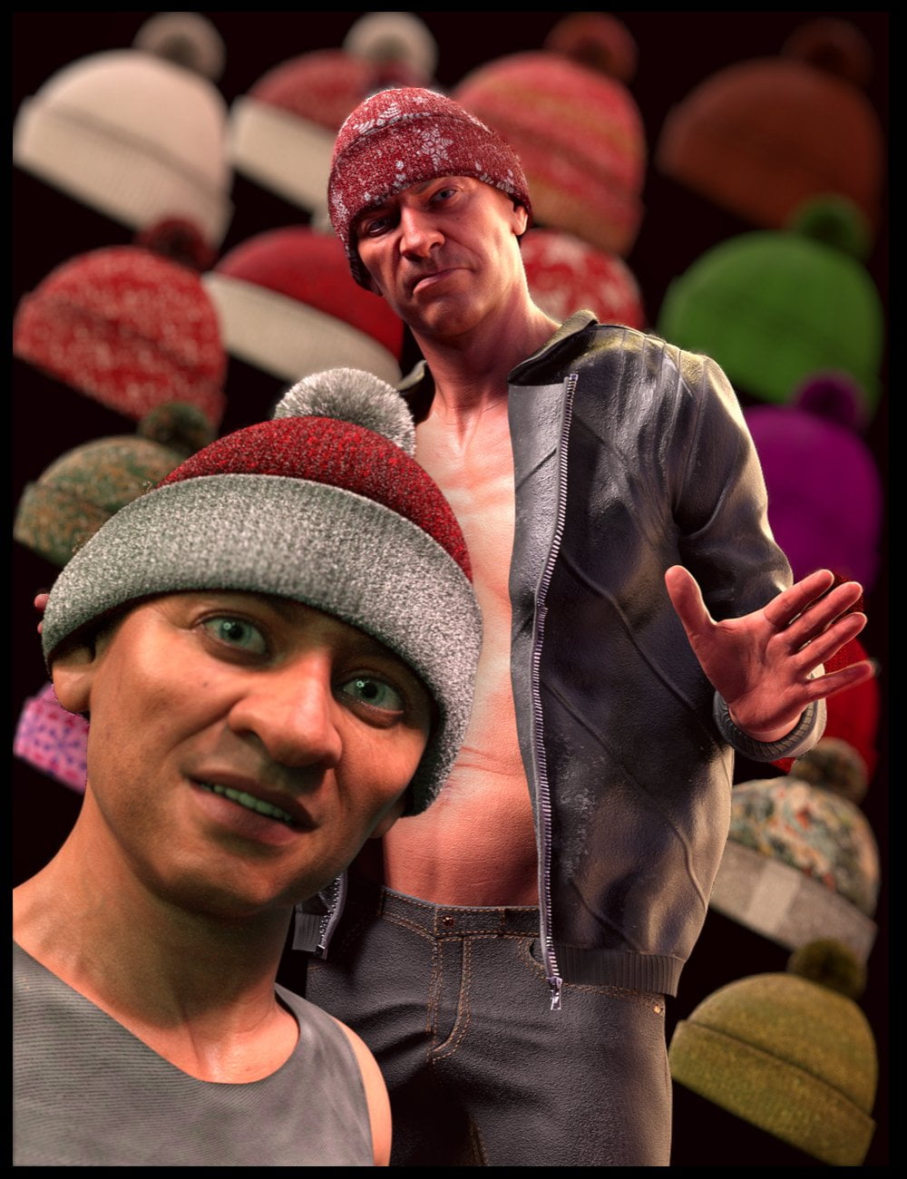 M3D Christmas Knitted Hat for Genesis 8 and 8.1 MAles