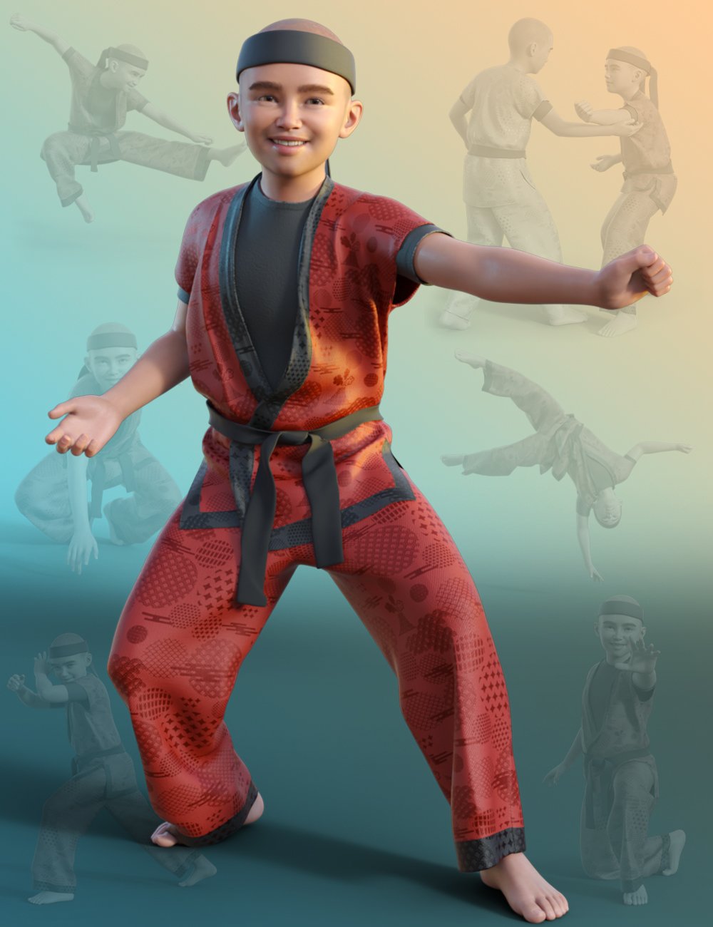 Ninjutsu Student Poses for Kayden 8.1 and Genesis 8.1 Males