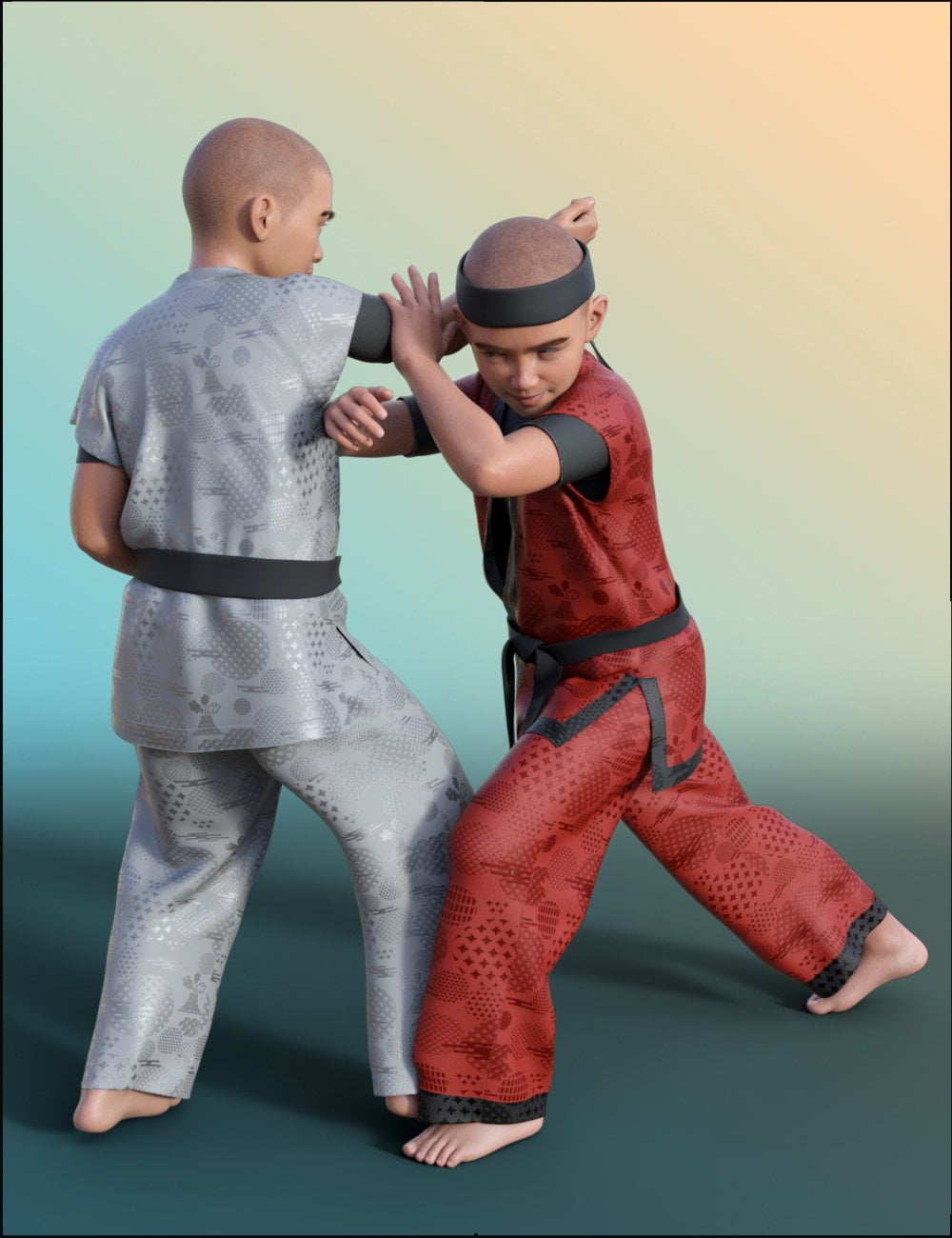 Ninjutsu Student Poses for Kayden 8.1 and Genesis 8.1 Males