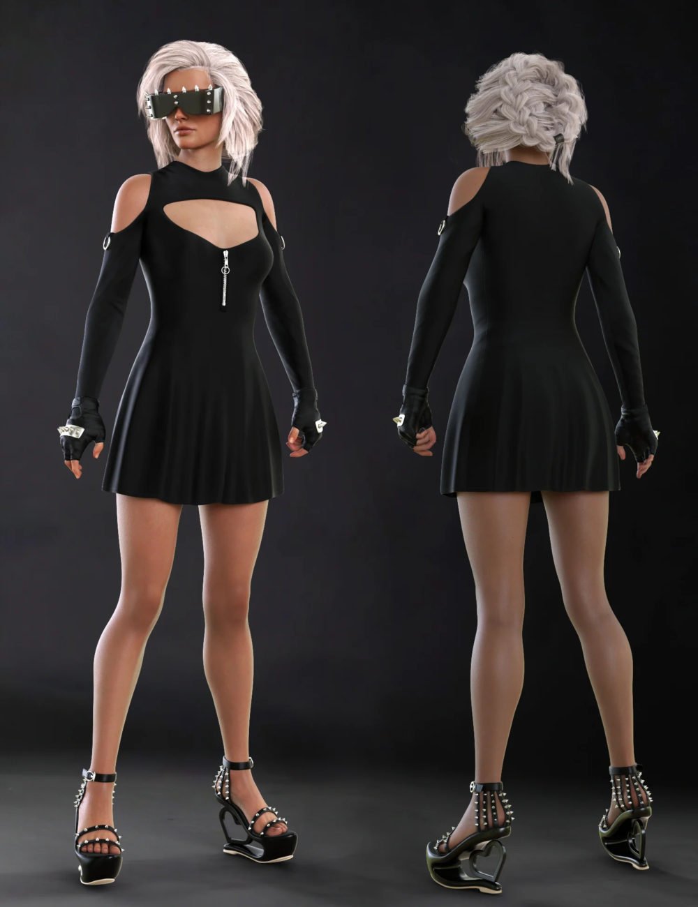 dForce Gothic Punk Outfit for Genesis 8 and 8.1 Females