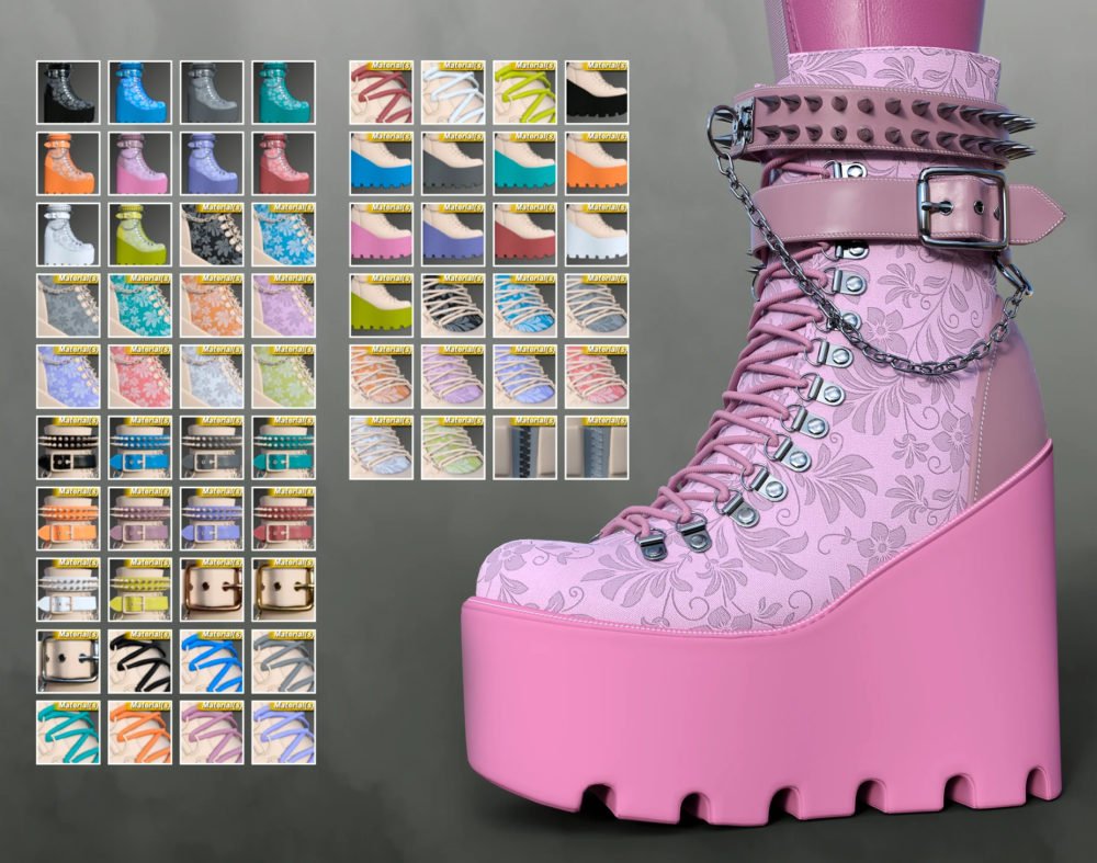 Punk Style Boots for Genesis 8 Females