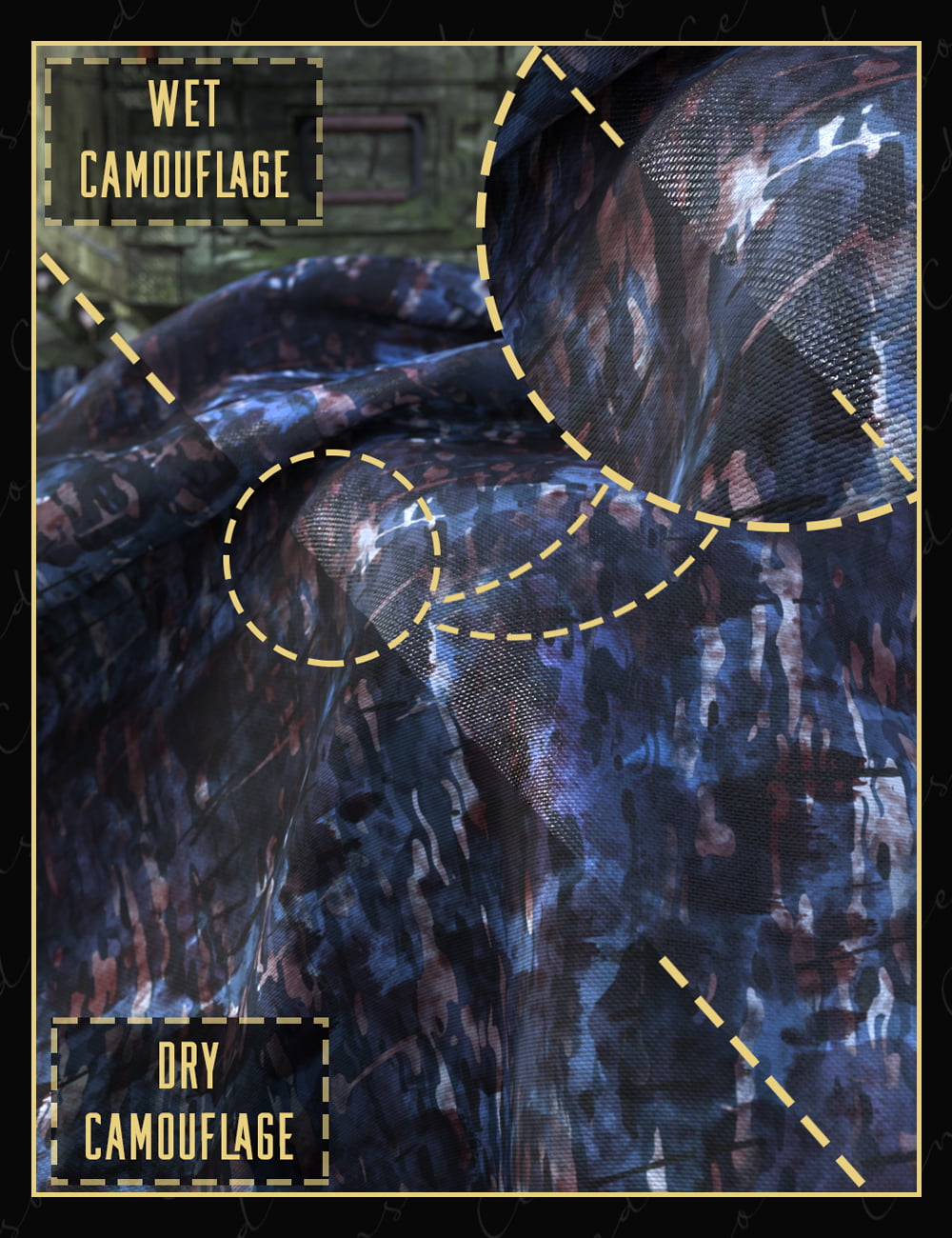 Universal Camouflage Wet and Dry Used Fabric Shaders