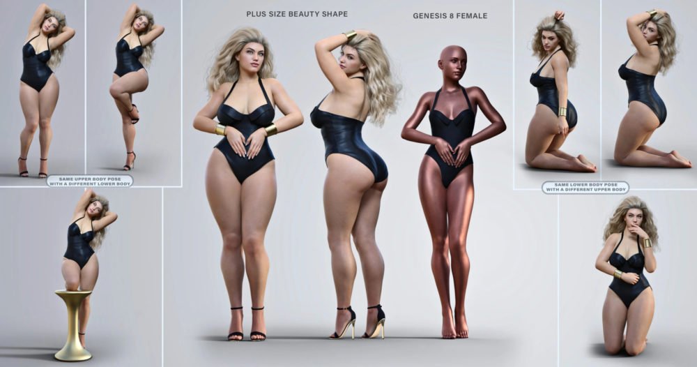 Z Plus Size Beauty Shape and Pose Mega Set for Genesis 8 and 8.1 Female