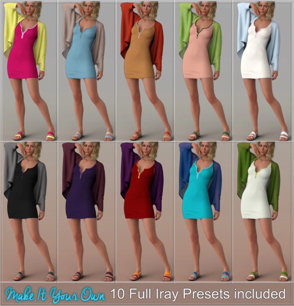 dForce Casual Summer Outfit for Genesis 8 and 8.1 Females