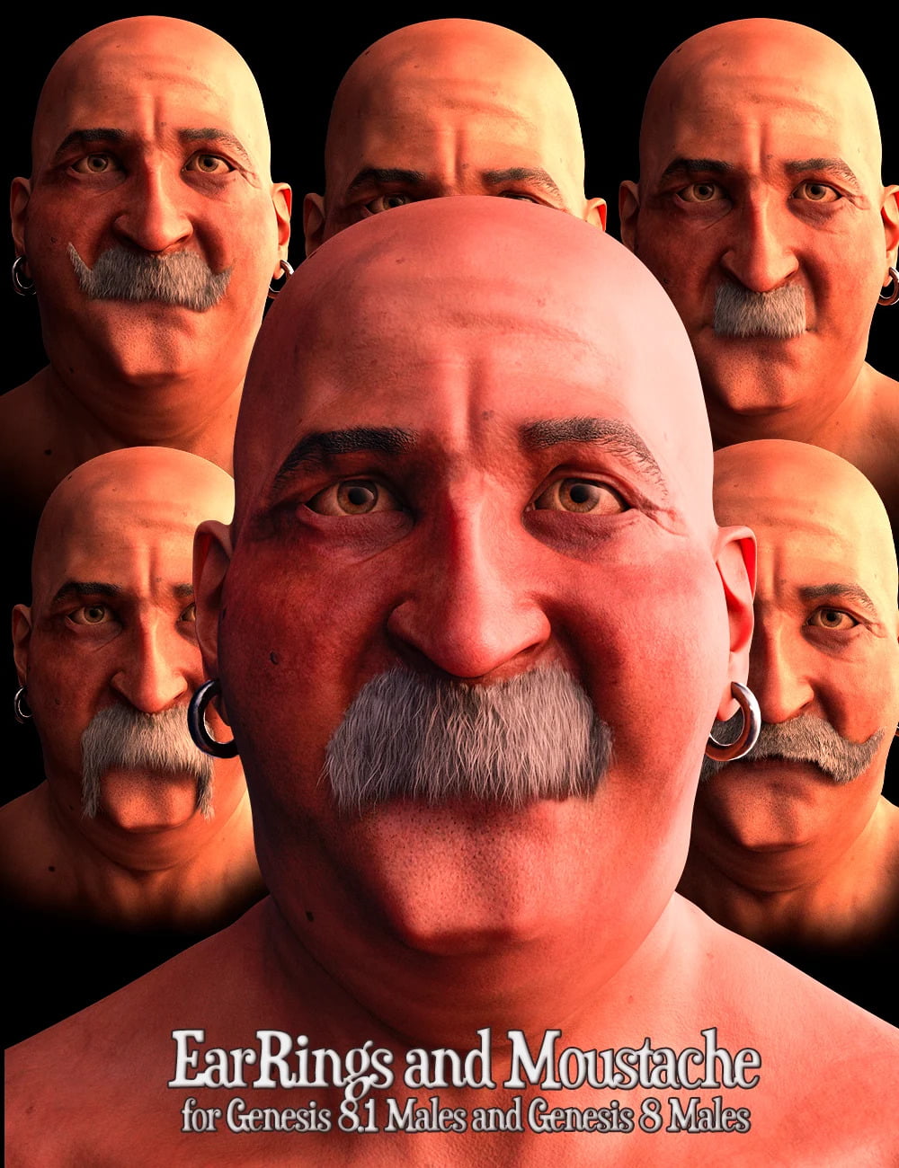 Mr. Bennet Character, Outfit, Moustache, and Accessories for Genesis 8 and 8.1 Males