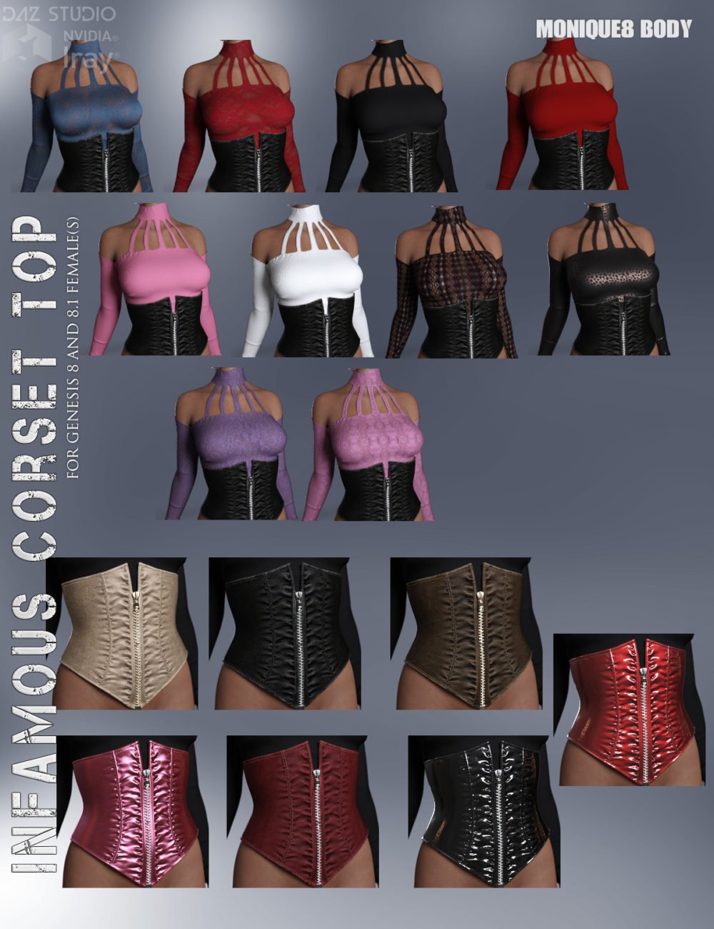 Infamous Corset Top for Genesis 8 and 8.1 Females