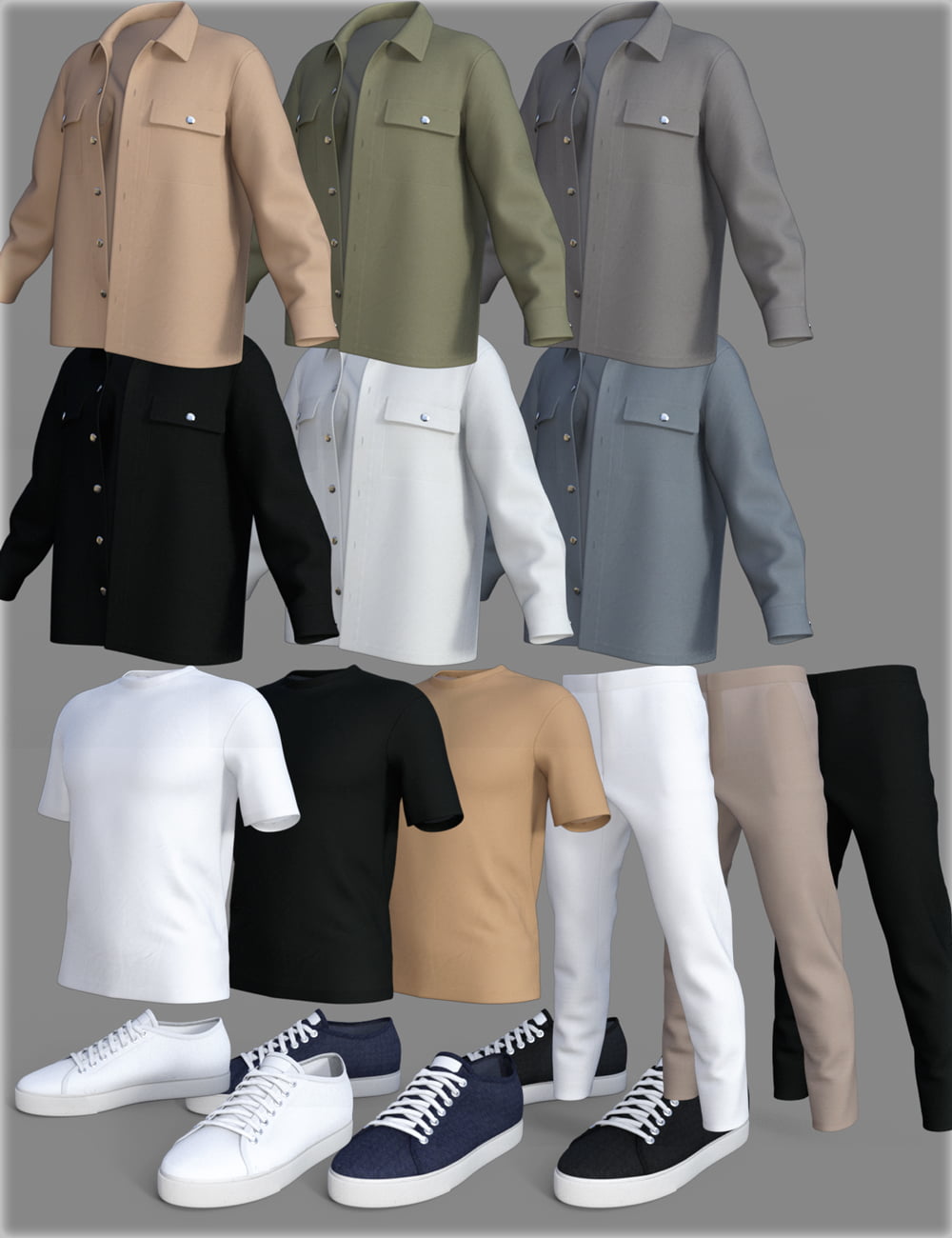 dForce HnC Shirt Jacket Outfit for Genesis 8 Males