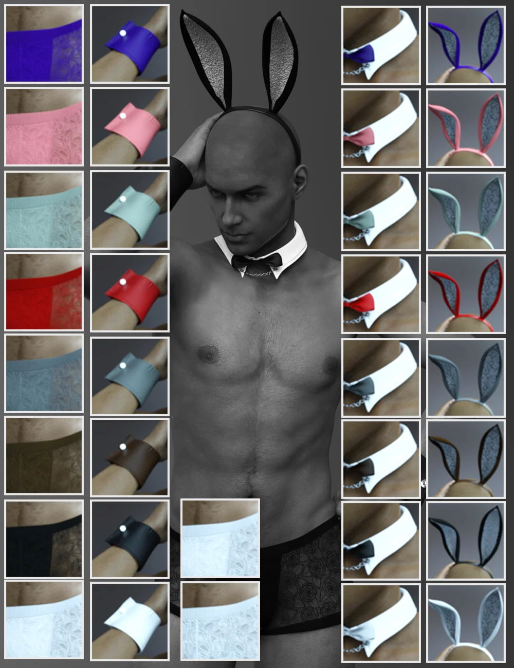 XF Bunny Lace Lingerie Outfit for Genesis 8 and 8.1 Males