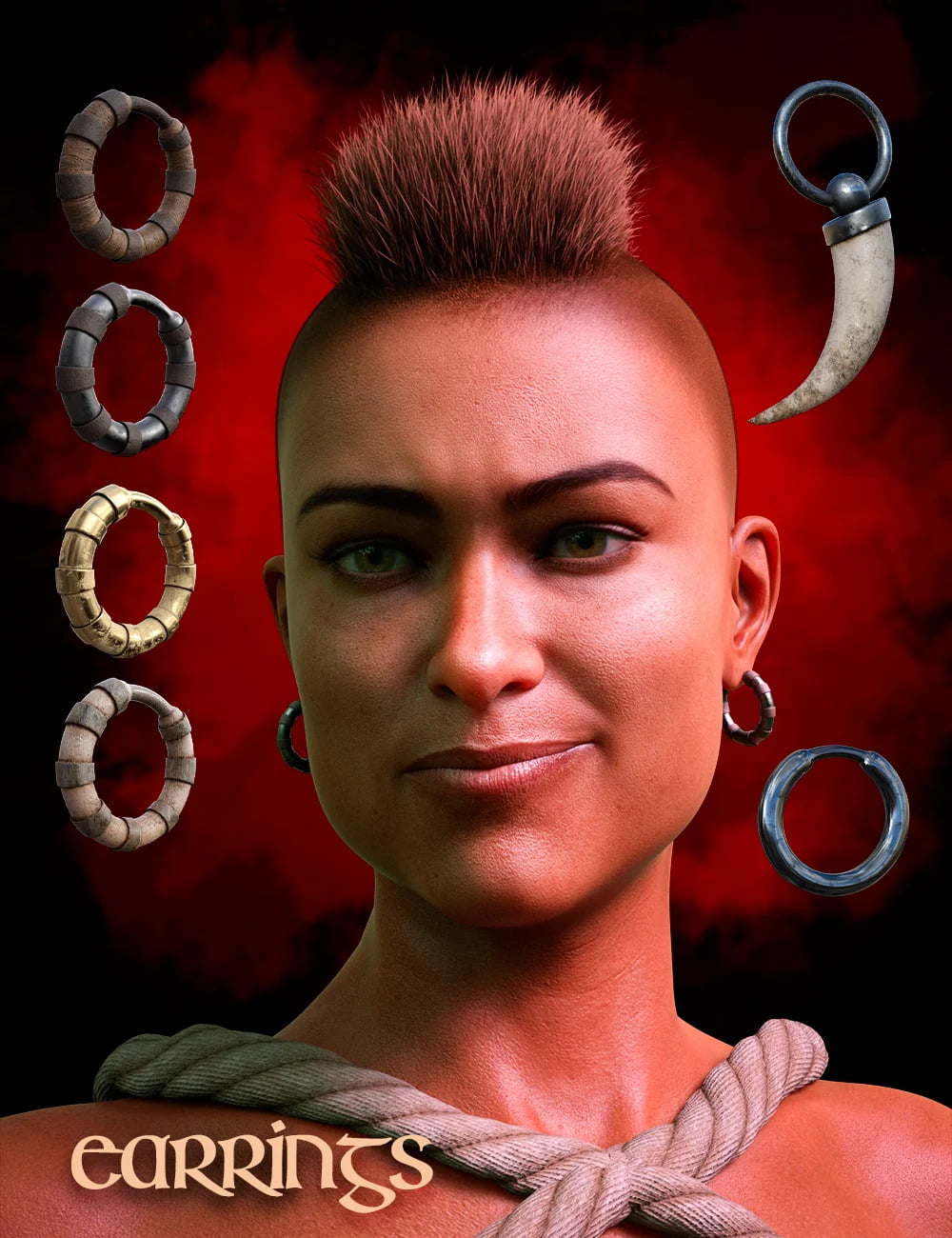 M3DVTO Crest Hair and Earrings for Genesis 8 and 8.1 Females